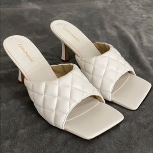White square toe heels